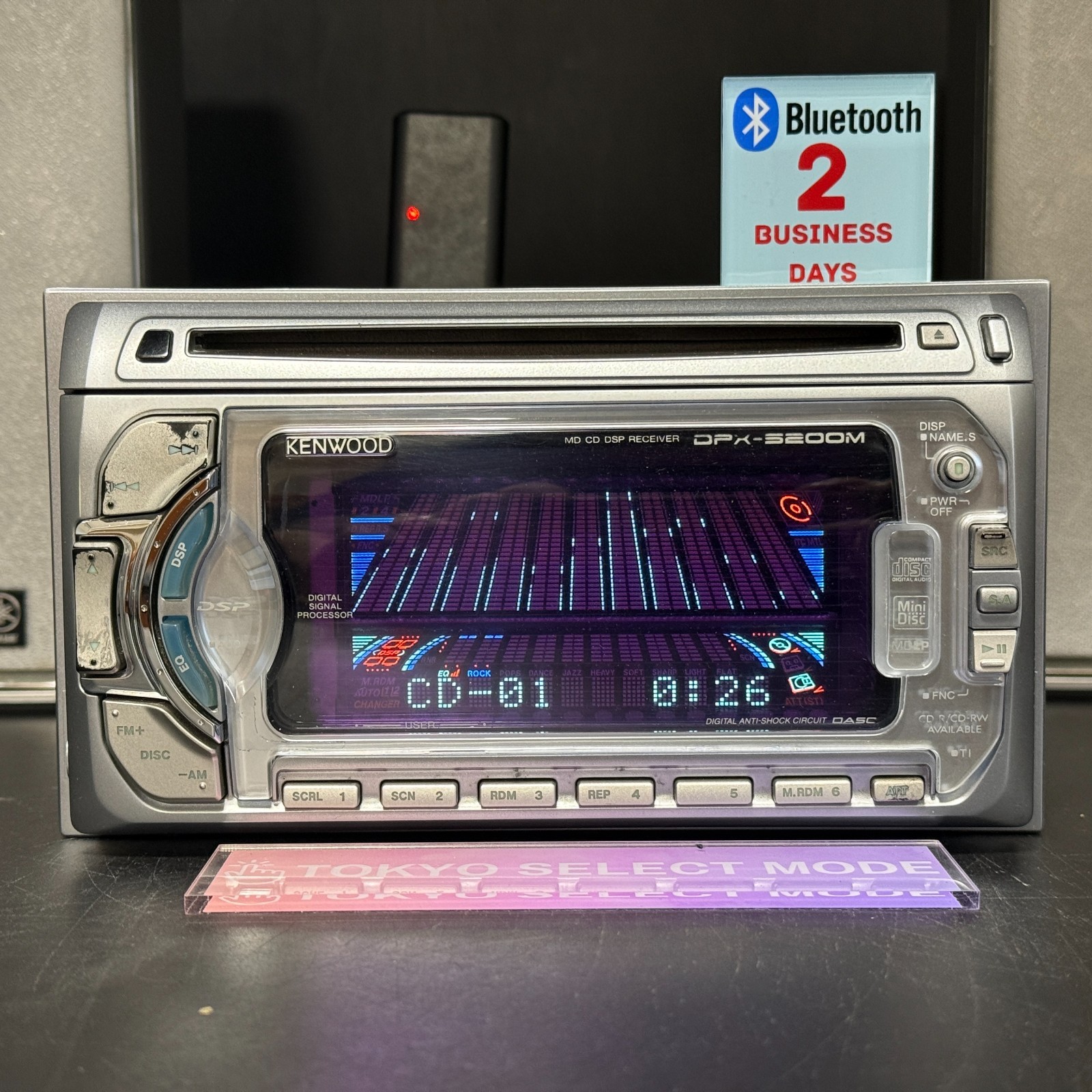 Kenwood DPX-5200M 2DIN CD MD Player Car Stereo Added Bluetooth JDM Tested Stock