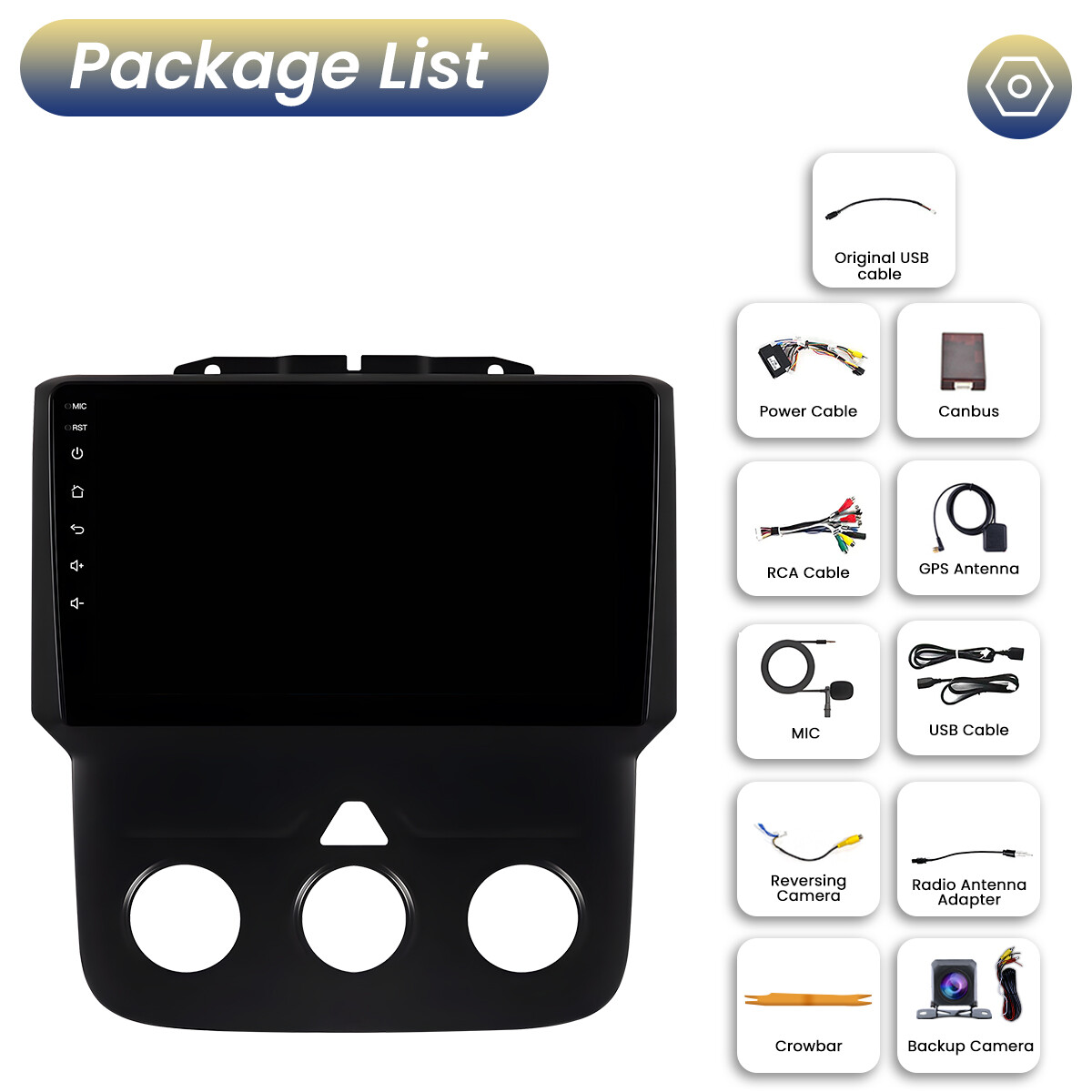 For 2013-2018 Dodge Ram Radio, Wired Wireless CarPlay +Android Auto,GPS Bt WIFI