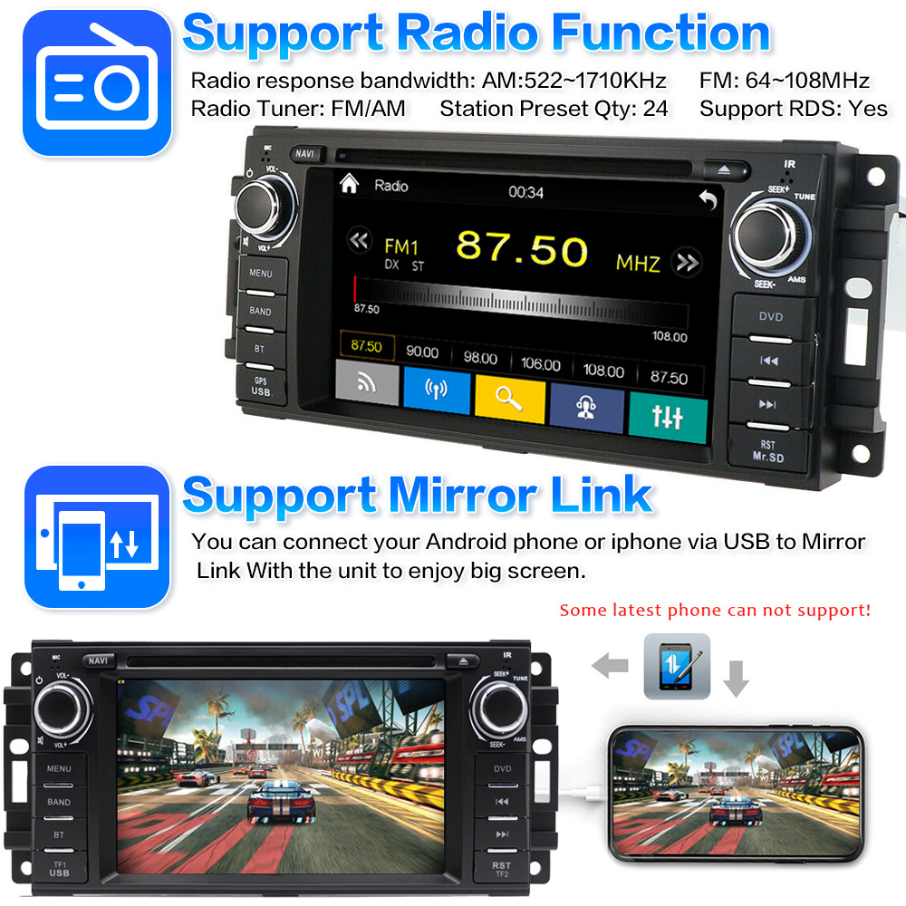 7″ Double Din Car Stereo GPS FM Radio CD DVD Player Bluetooth with Backup Camera