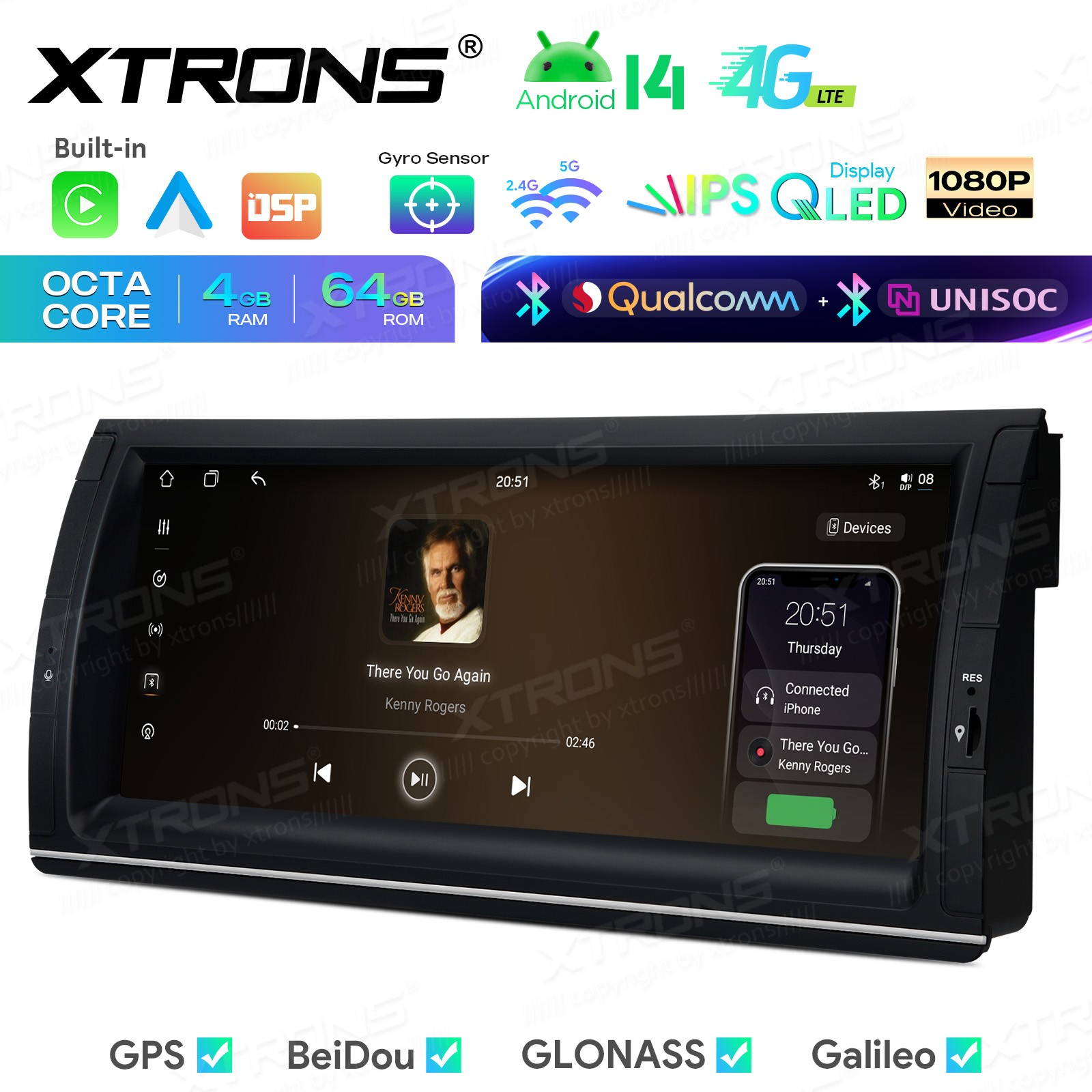 For BMW X5 E53 10.25″ QLED Touch Screen Android 14 Car Stereo GPS Dual Bluetooth