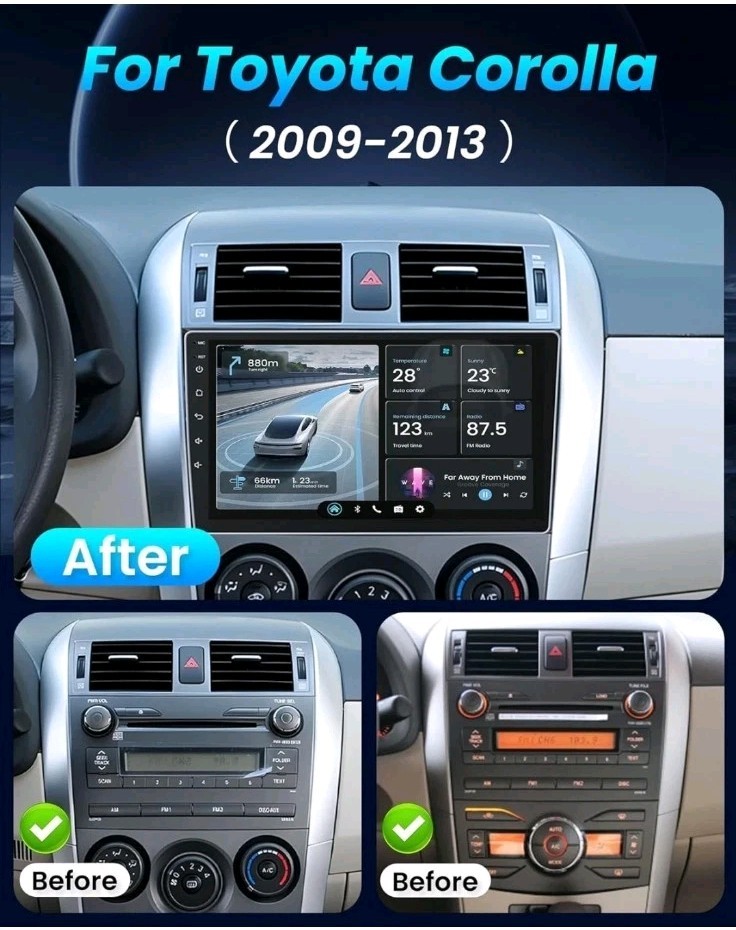 4G+64G Carplay Android 13 Car Stereo Radio GPS Navi For 2009-2013 Toyota Corolla