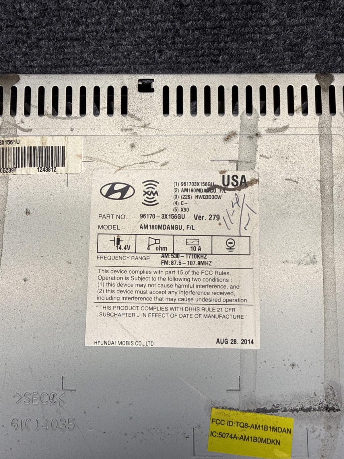 14 15 16 Hyundai Elantra sedan AM/FM XM CD radio 96170-3X156GU