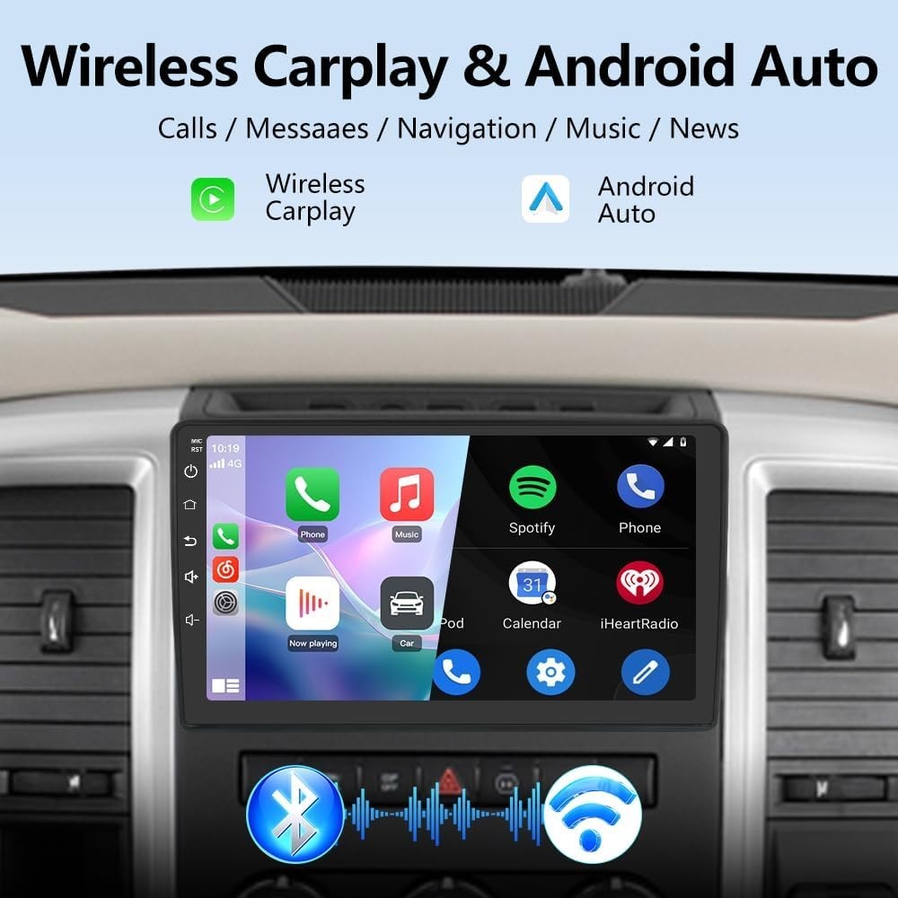 10″ 32G Android Auto Carplay Stereo for Dodge RAM 1500 2500 3500 2009-2012
