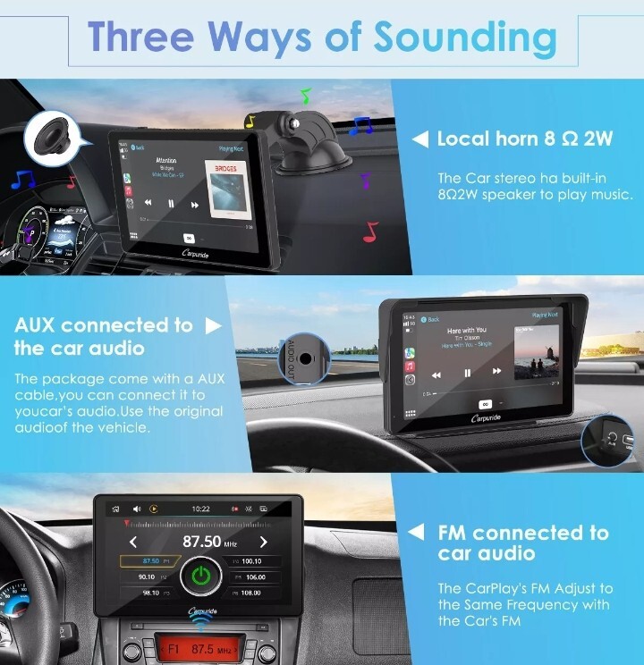 Carpuride C3 Wireless Apple Carplay Radio Car Stereo Touch Screen Android Auto