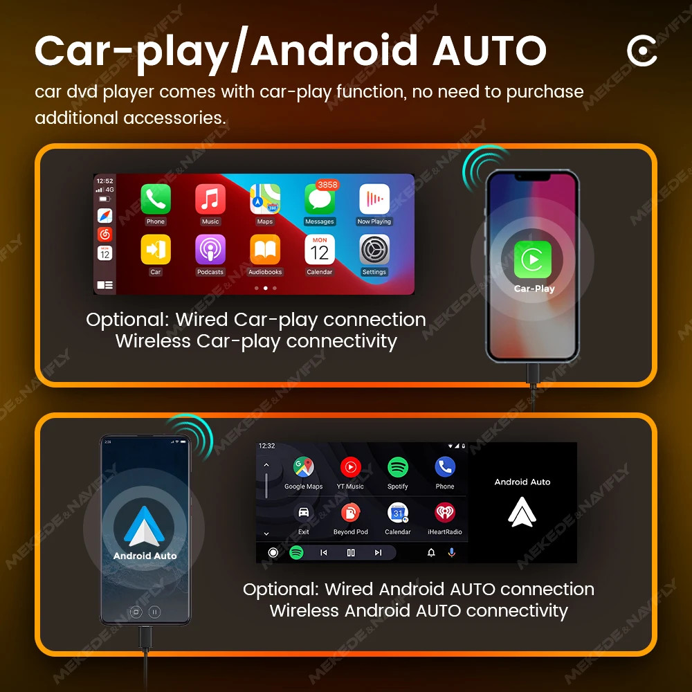 NaviFly 6.86″ 1 Din Car Stereo Wireless CarPlay Android Auto FM Radio BT