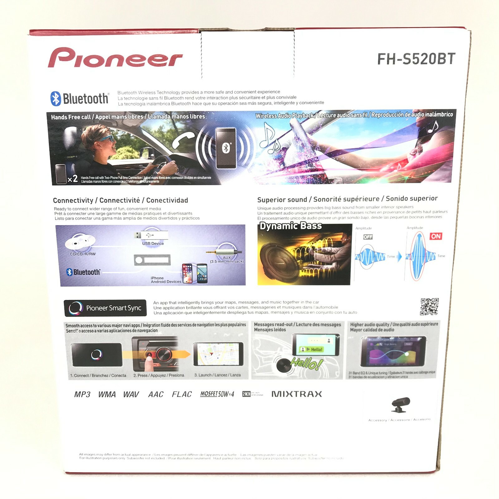 Pioneer FH-S520BT Bluetooth CD Player iPhone Android Pandora AM FM USB Aux 4-Ch