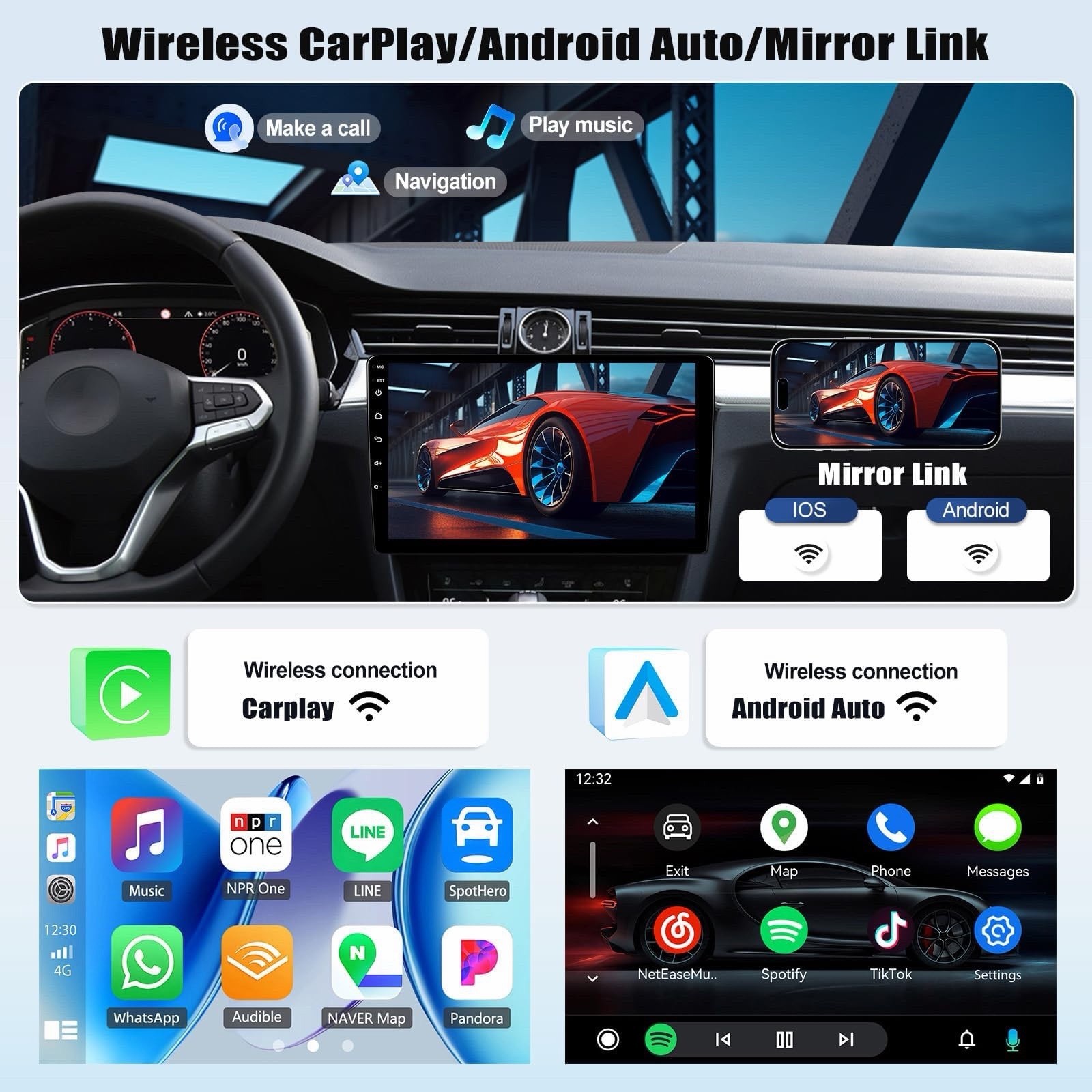 4Core 64GB Android 13 Radio for 2007-2013 Chevy Suburban Tahoe Silverado 9”