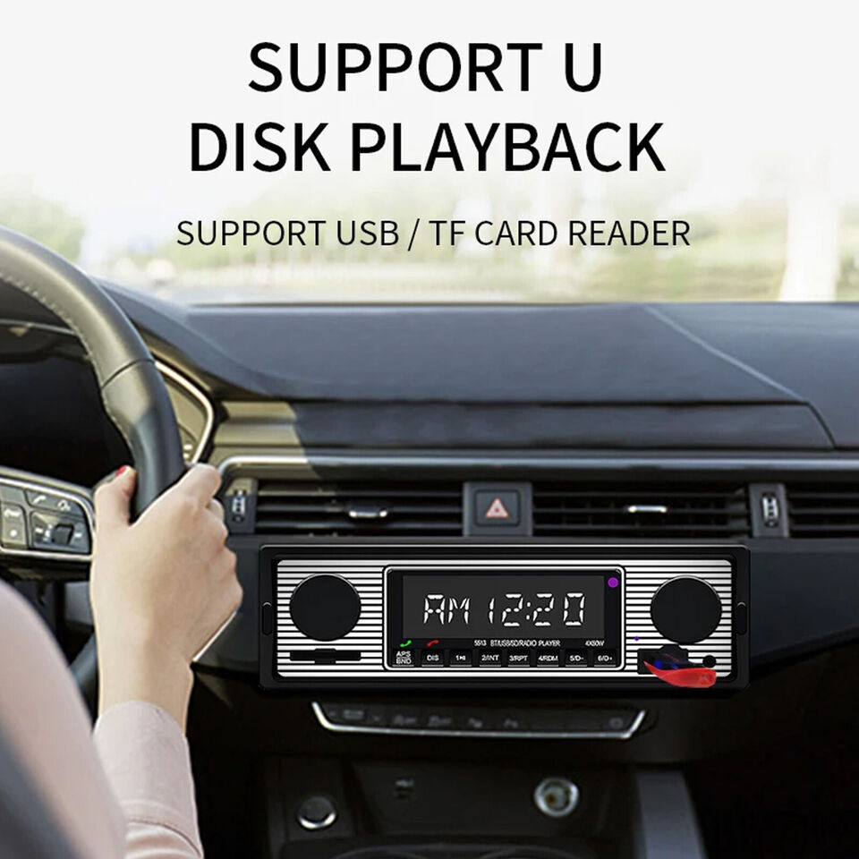 Bluetooth Vintage Car FM Radio MP3 Player USB Classic Stereo Audio Receiver AUX