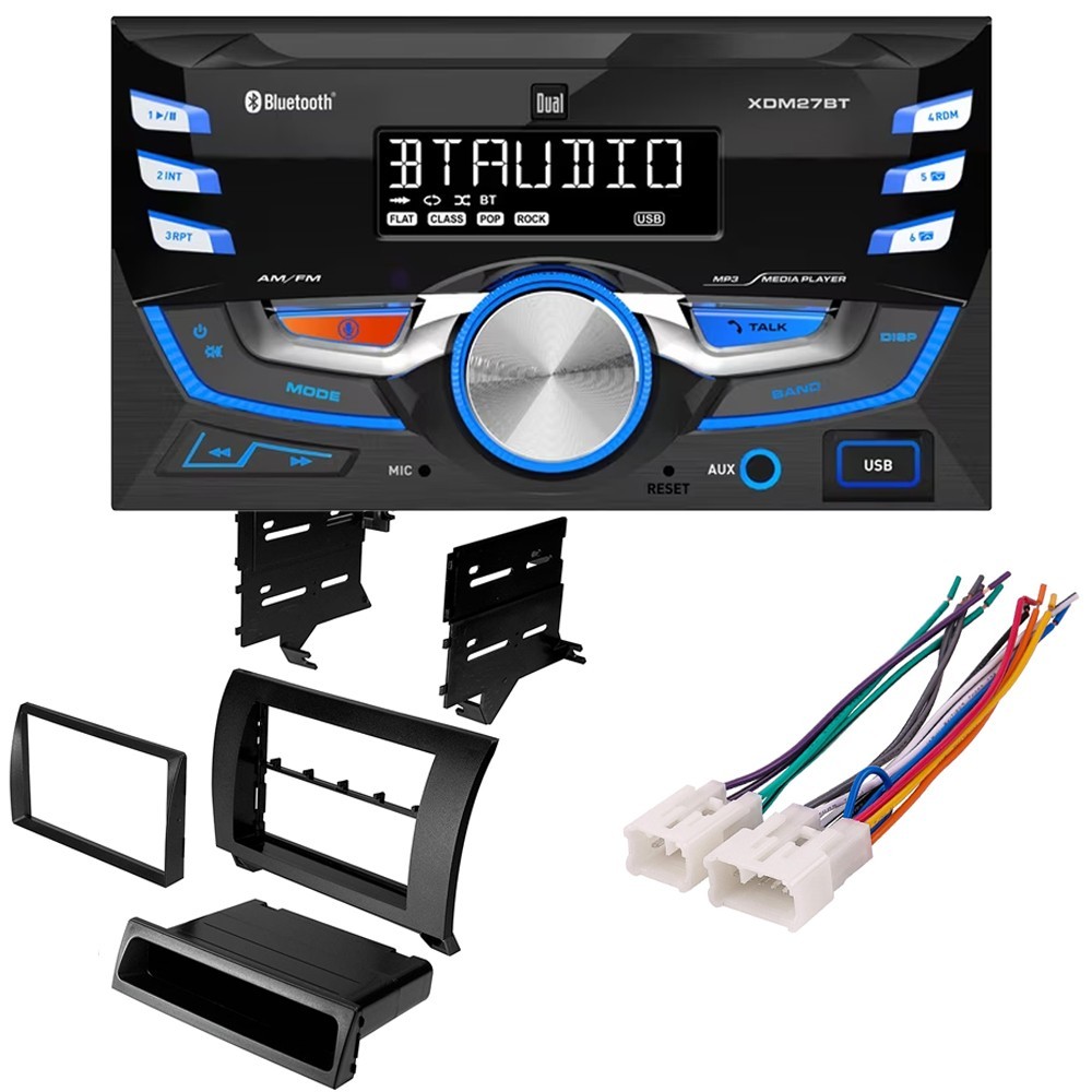 Dual XDM27BT AM/FM Radio Car Stereo (No CD) & Kit For 2007-2013 Toyota Tundra