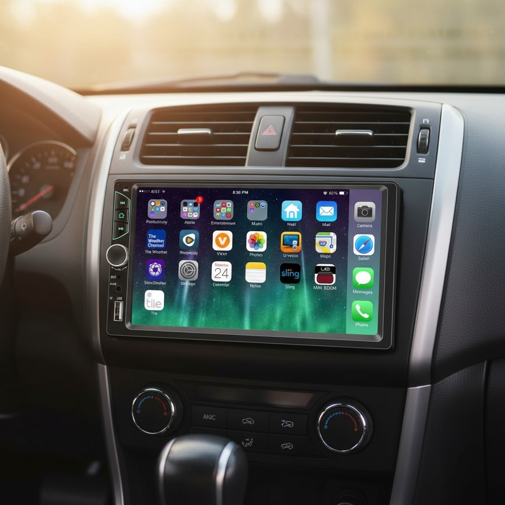 7-Inch HD Touchscreen Car Stereo with Backup Camera & Bluetooth 5.0 Connectivity
