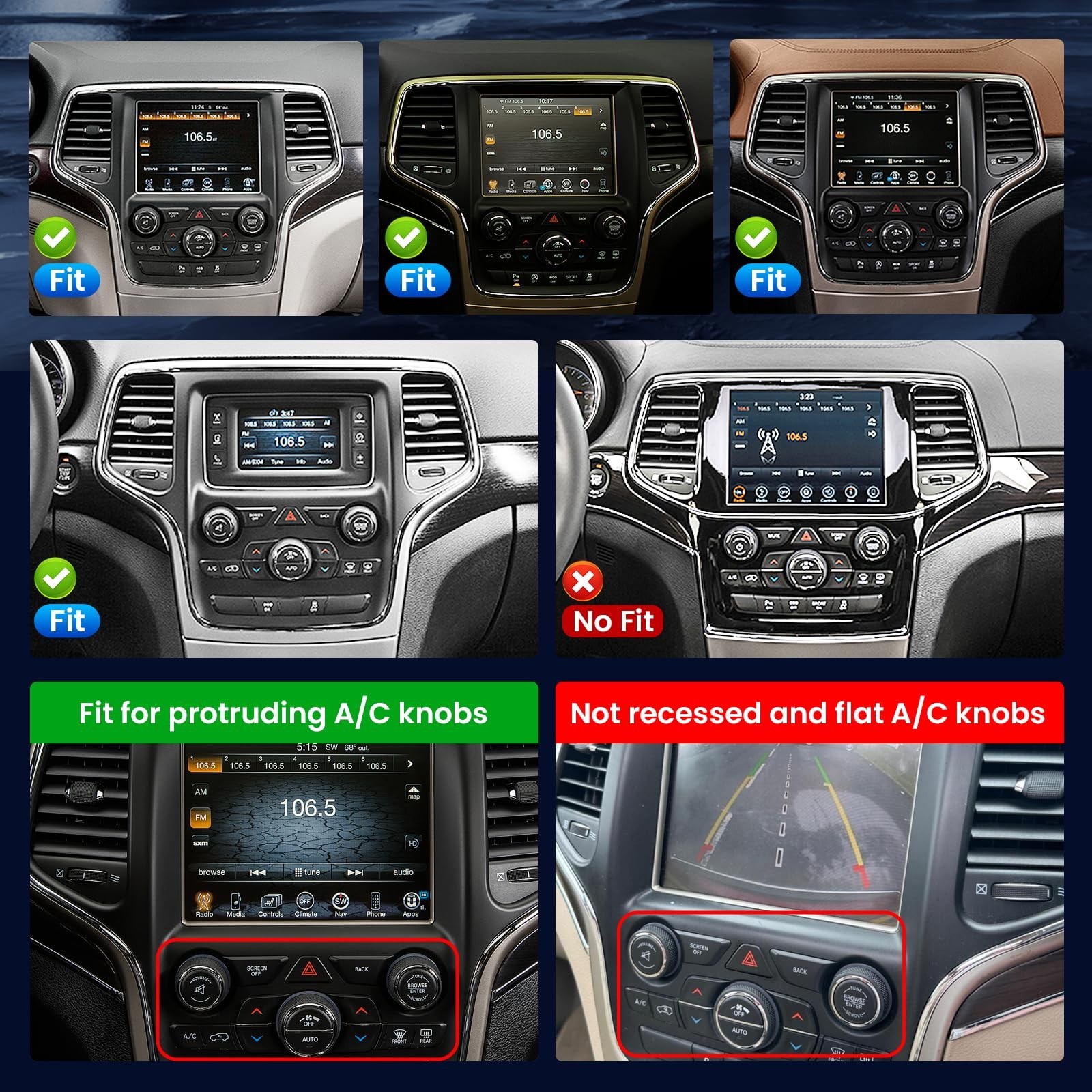 8Core Car Radio for Jeep Grand Cherokee 2014 2015 2016 2017: Tesla Style Touc…