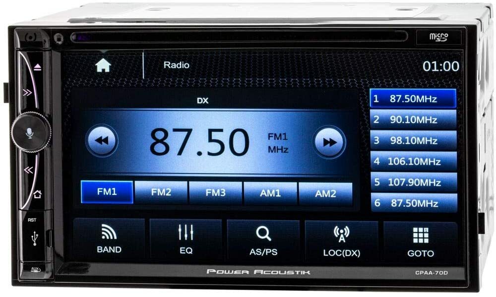 POWER ACOUSTIK DOUBLE DIN 7″ DVD PLAYER USB APPLE CARPLAY ANDROID AUTO CPAA-70D