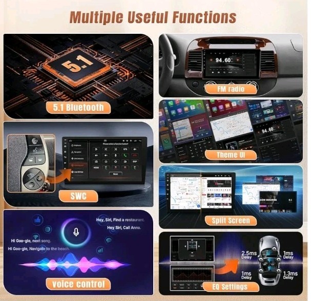 For Toyota Camry 2002-2006 Apple CarPlay Android 12 Car Stereo Radio WiFi BT