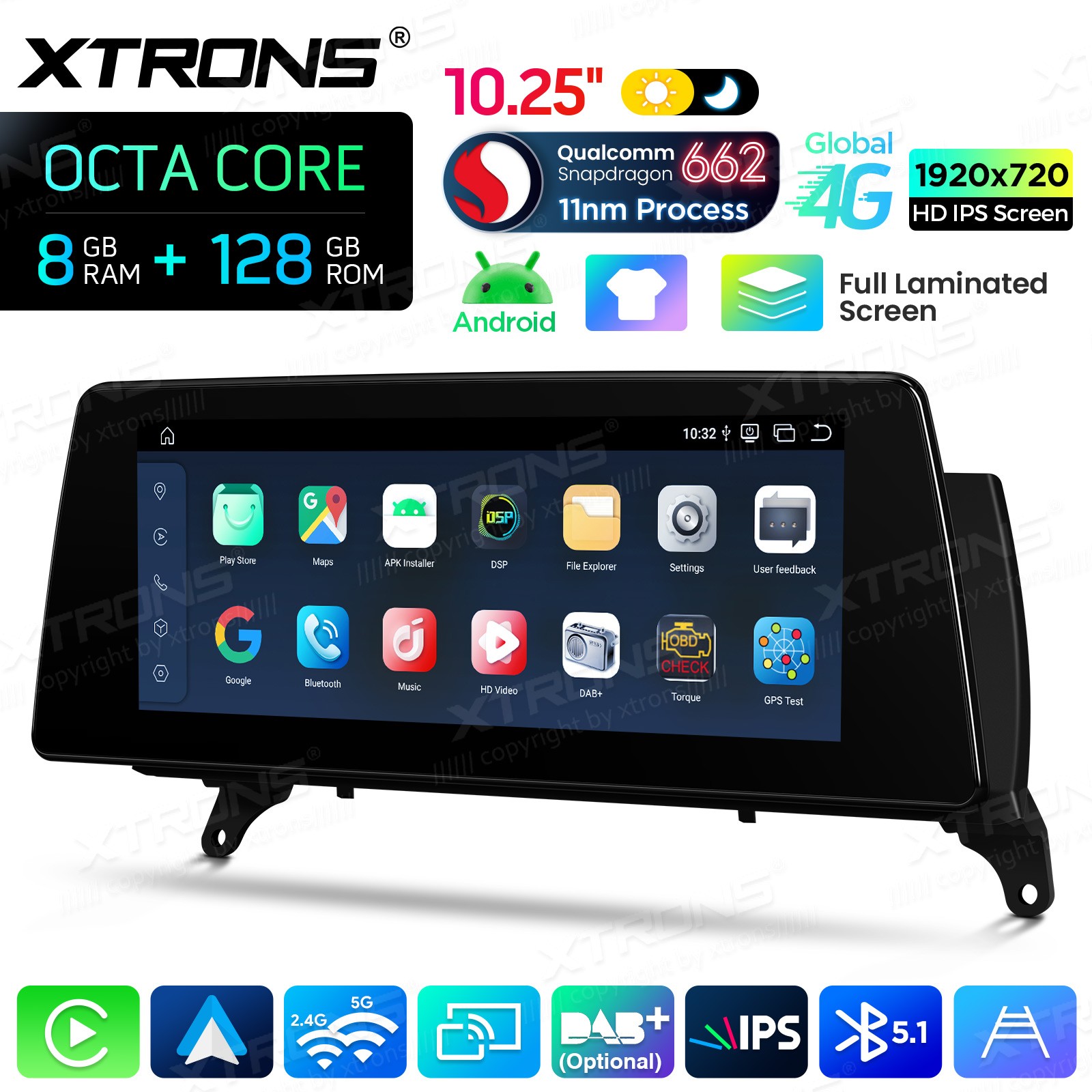 10.25” 8+128G GPS Android 14 CarPlay Car TouchScreen For BMW X5 E70 X6 E71 CCC