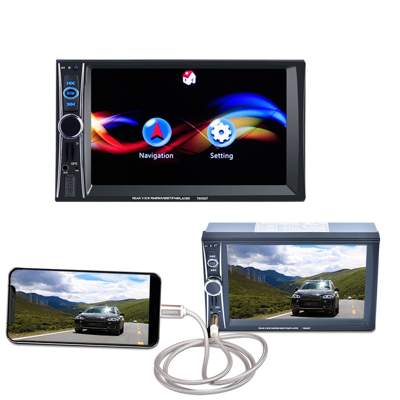 8G Map Card FM Radio 6.6″ Car Stereo HD Touchscreen 2DIN MP5 GPS Bluetooth