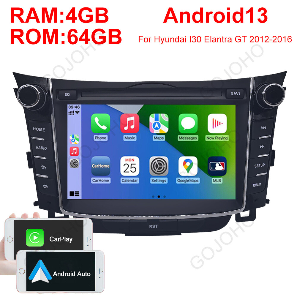 64GB For Hyundai I30 Elantra GT 2012-2016 Android 13 Car Stereo Radio BT Carplay