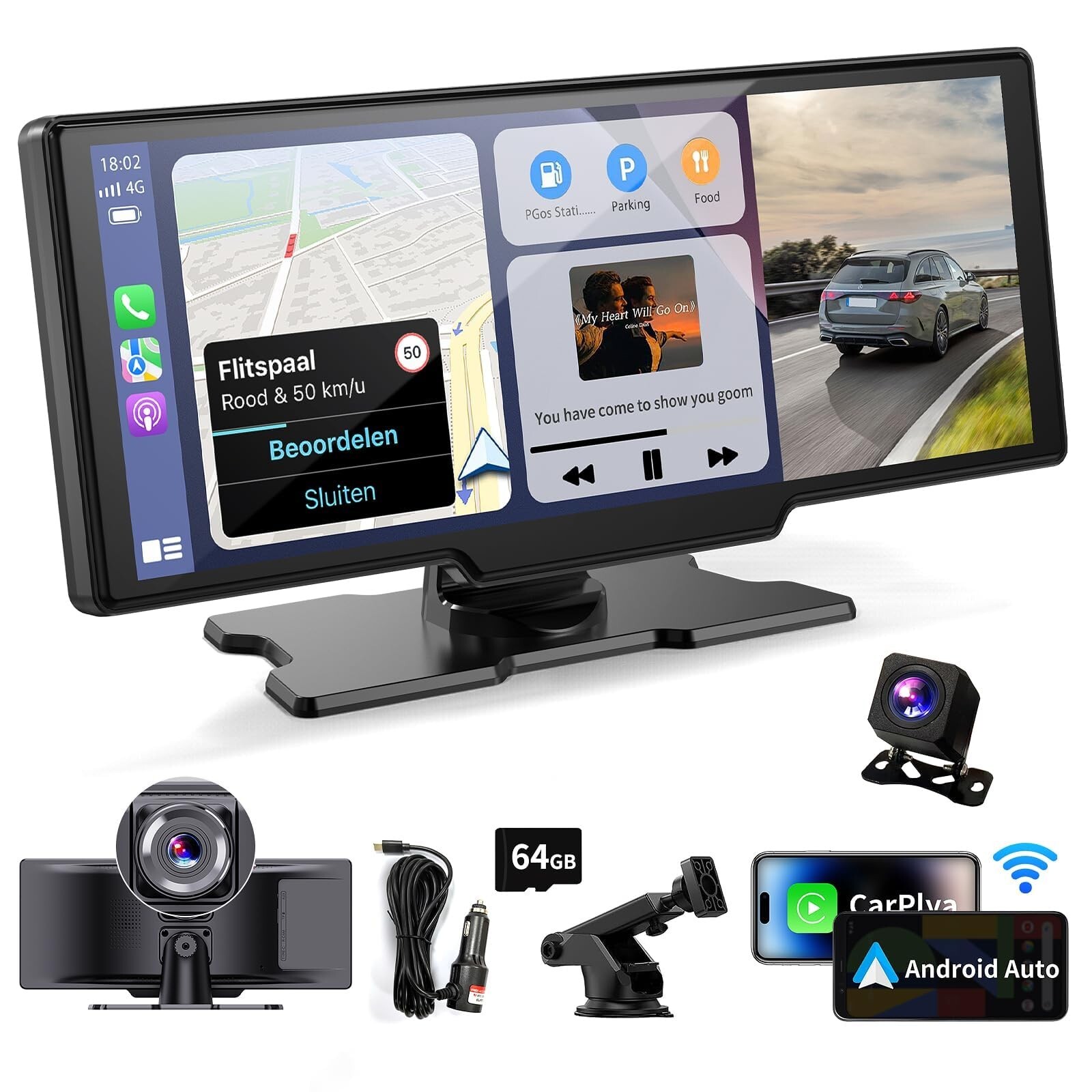 Wireless Portable Carplay Screen for Car – 10.26Inch Carplay & Android Auto C…