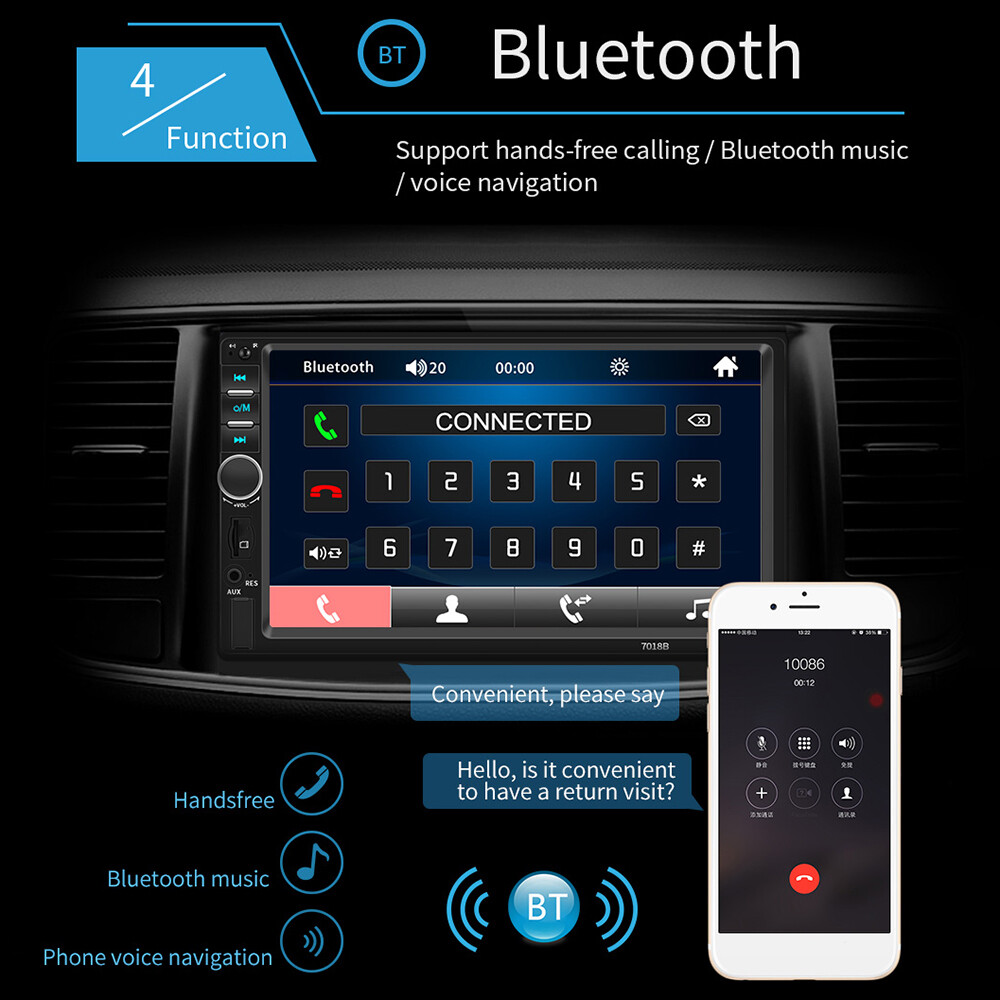 7″ 2DIN Car Stereo Radio Bluetooth Touchscreen TF USB AUX-IN FM Video MP5 Player
