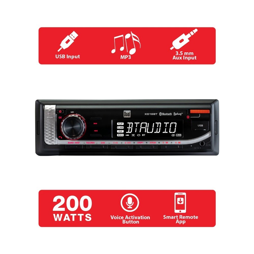 Single DIN Car Stereo with Bluetooth, USB, FM Radio, MP3 Player