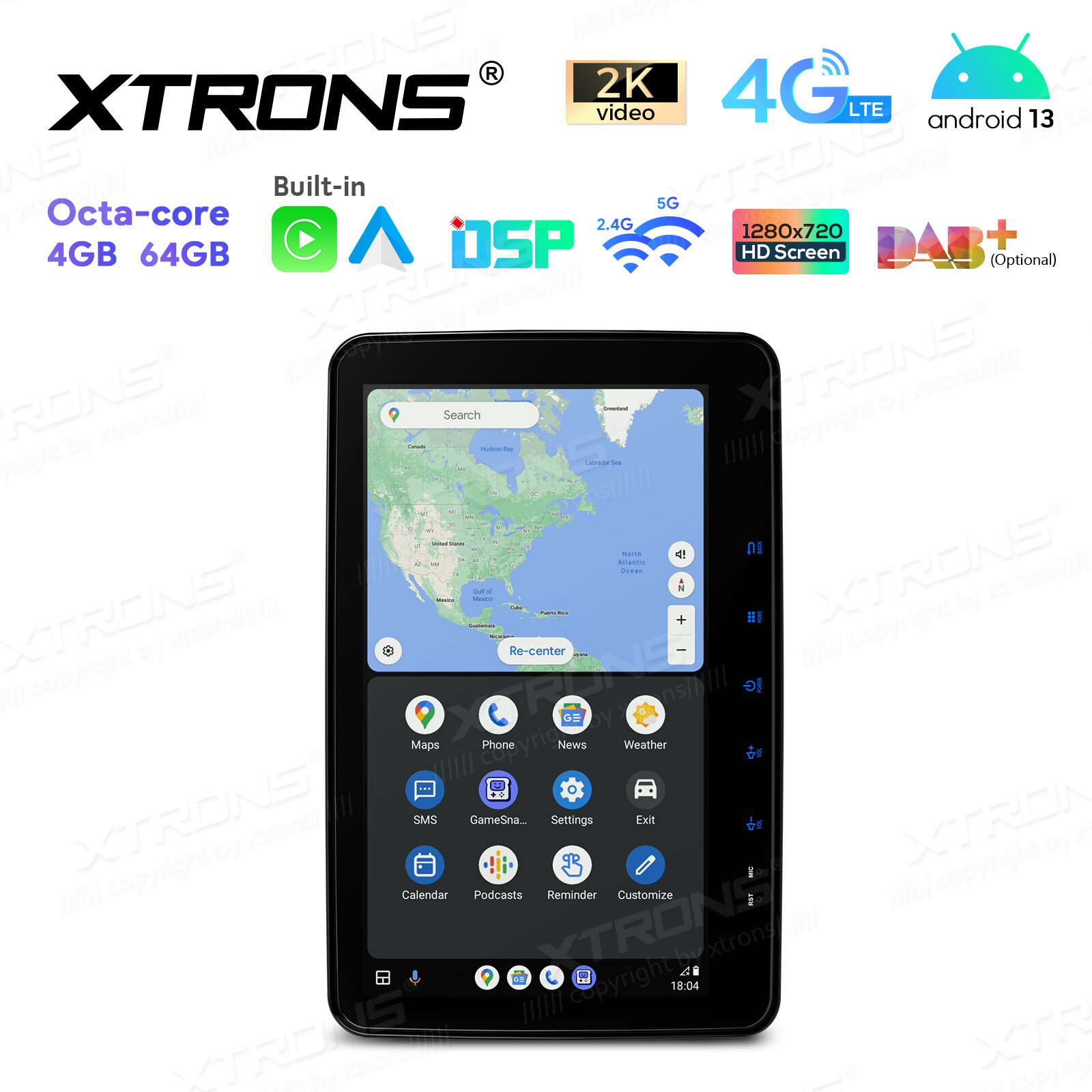 10.1″ Double 2 DIN Android 2+32G Car Stereo Radio GPS Navigation Wifi 4G CarPlay