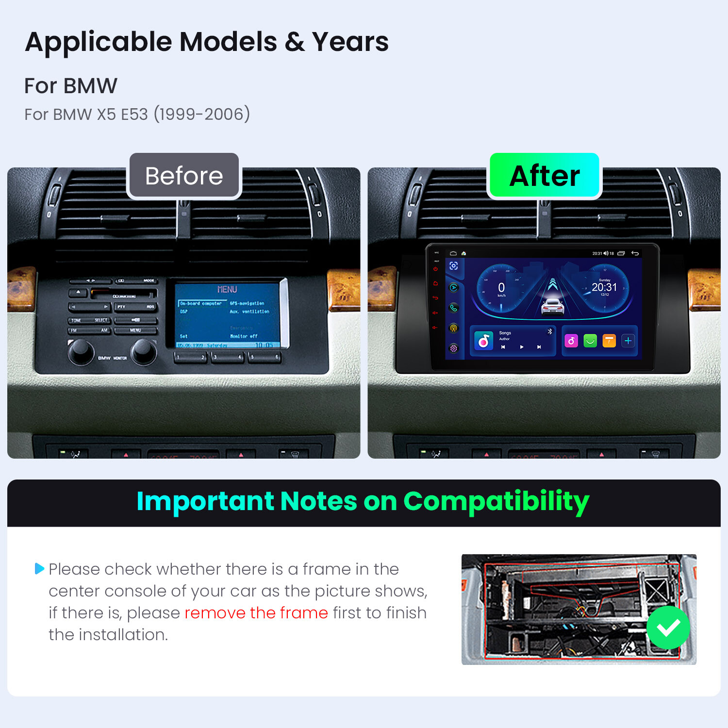 For BMW X5 E53 Car Stereo Radio GPS Navi 9″ IPS Android 13 Qcta-Core 2+32GB