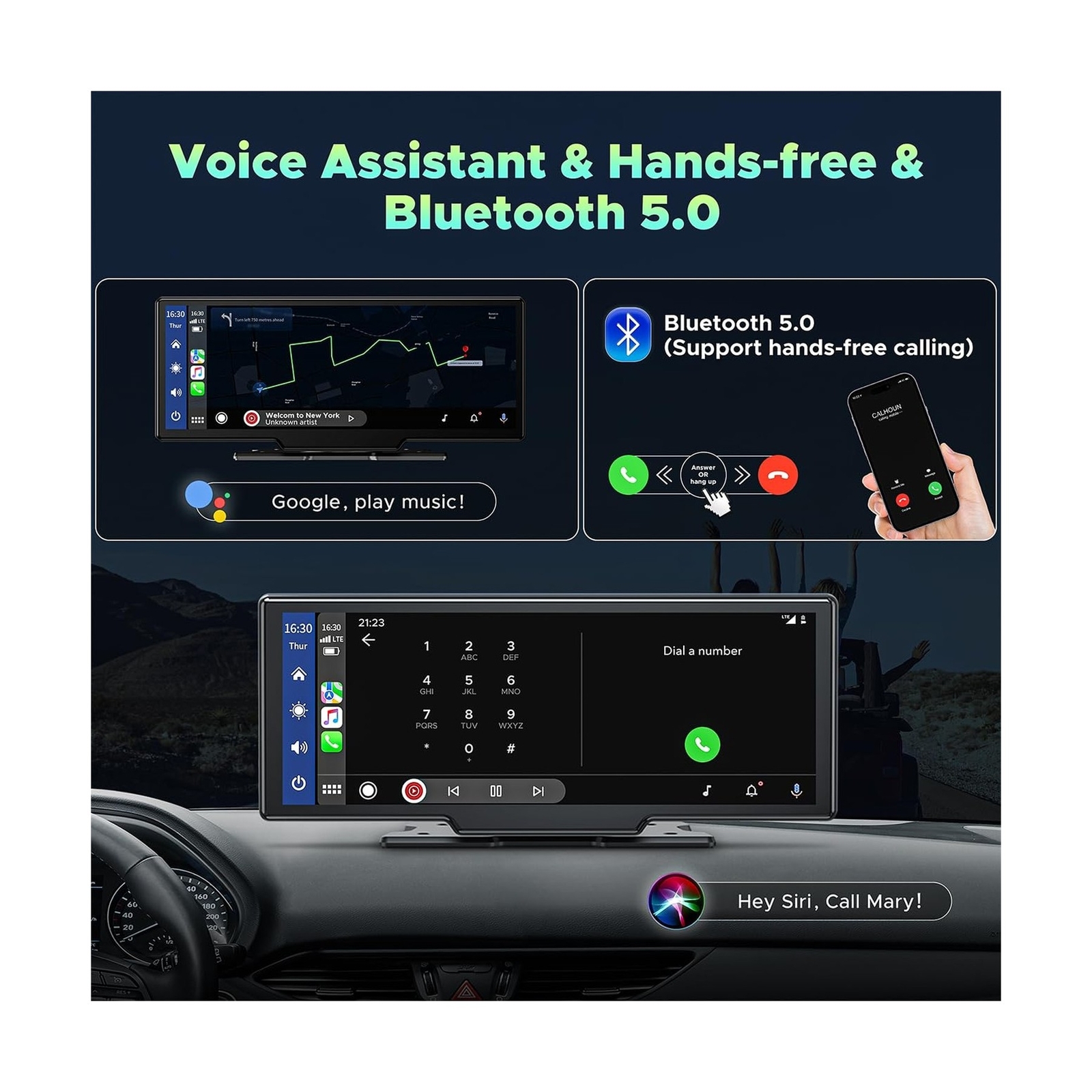 LAMTTO 9.26″ Wireless Car Stereo Apple Carplay with 2.5K Dash Cam, 1080P Back…