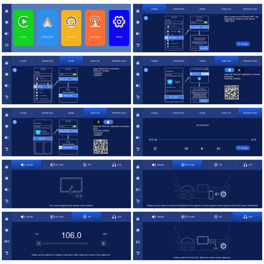 10.26′ 4K Touch Screen Wireless Apple CarPlay Android Auto Car Radio FM Universa