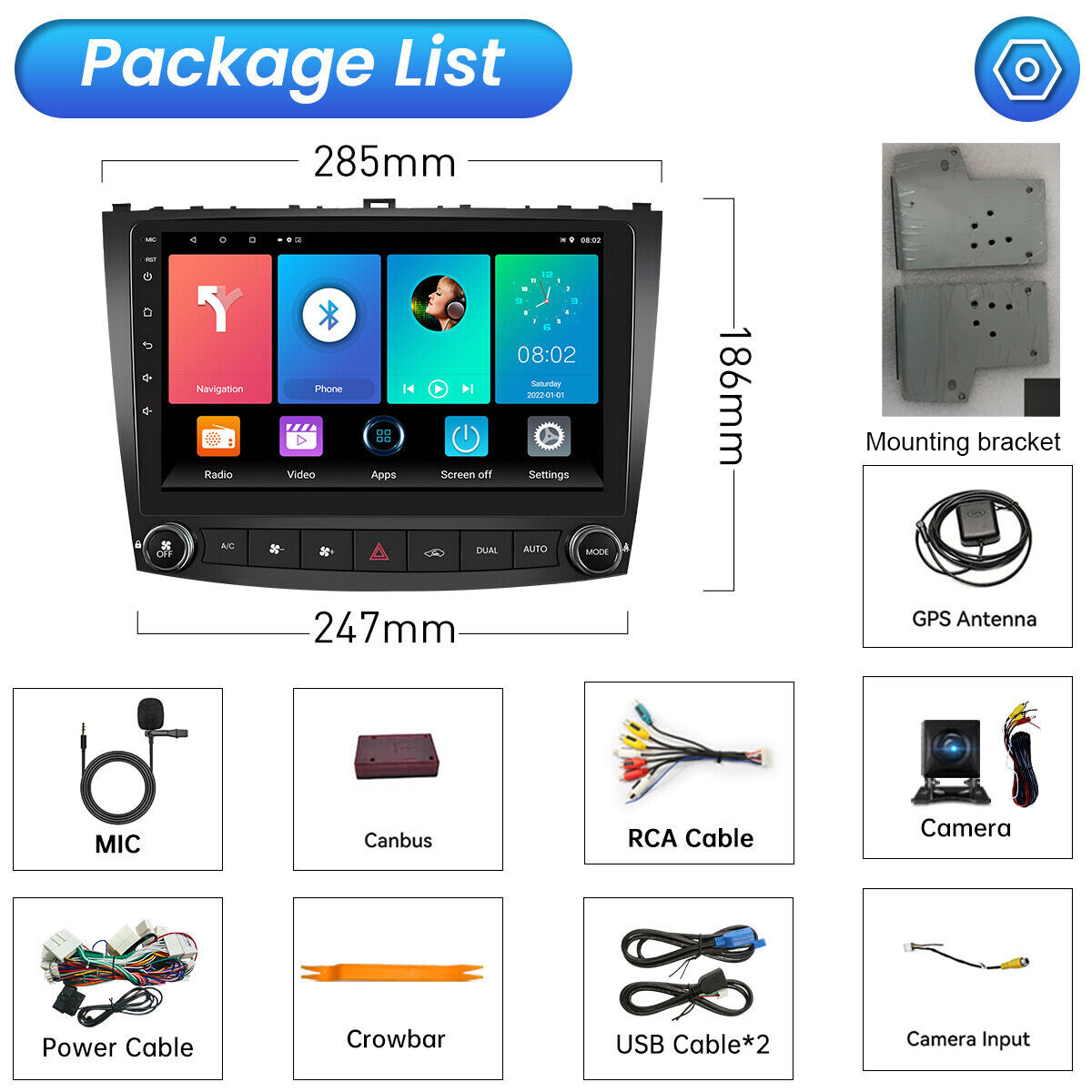 Carplay Android13 Screen Car Stereo Radio for Lexus IS250 IS300 IS350 2006-2012