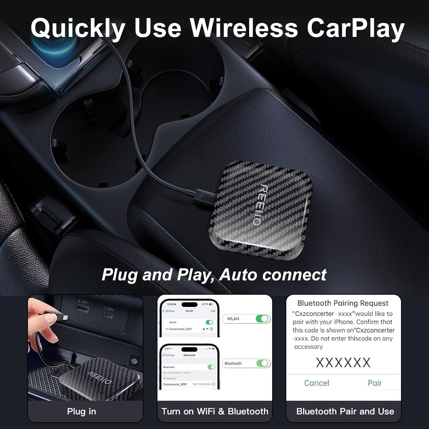 Wireless CarPlayBox with Netflix/YouTube/TF Card Slot Convert Wired CarPlay t…