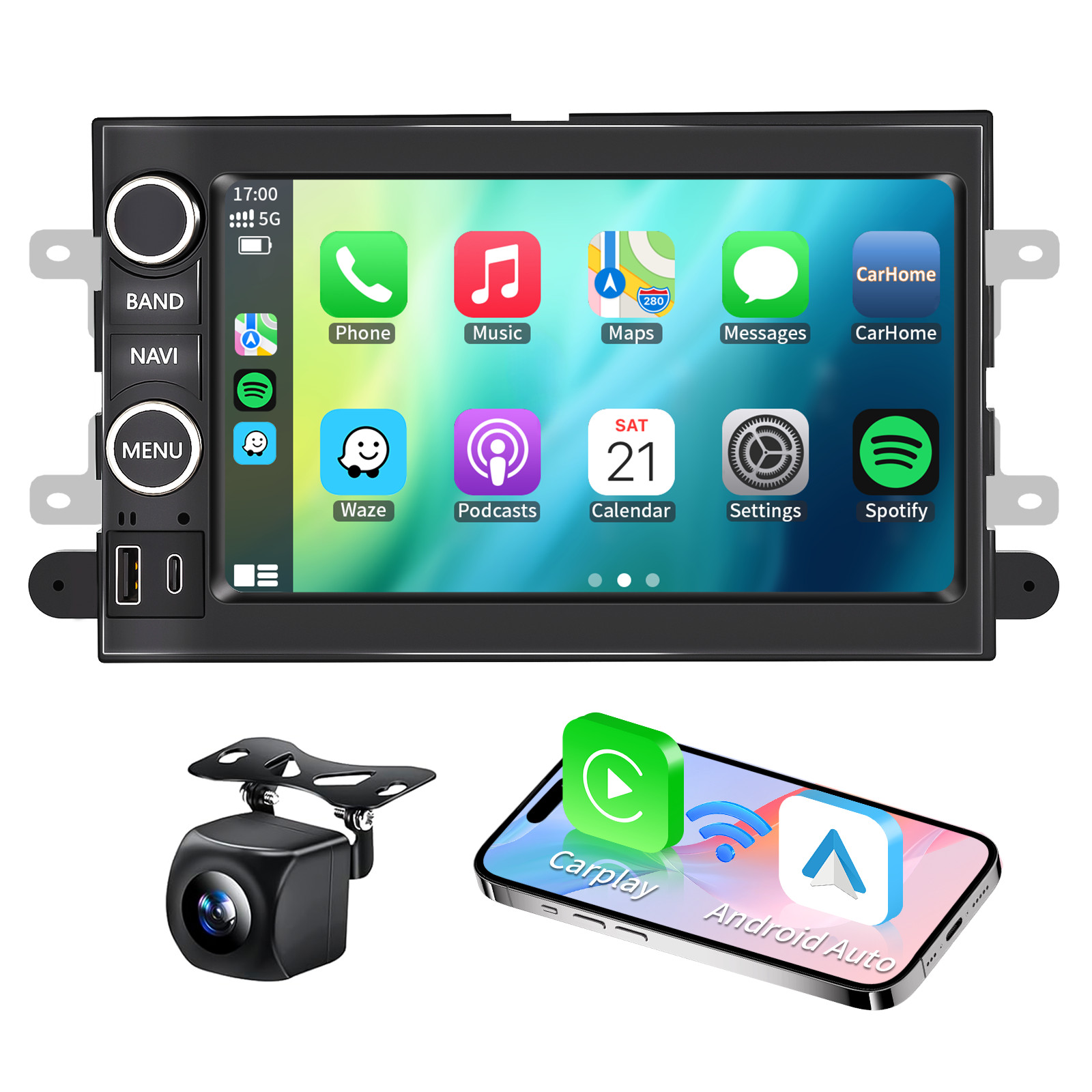 4+64G Apple Carplay Car Stereo Radio GPS Navi For 2009-2014 Ford E150 E250 E350