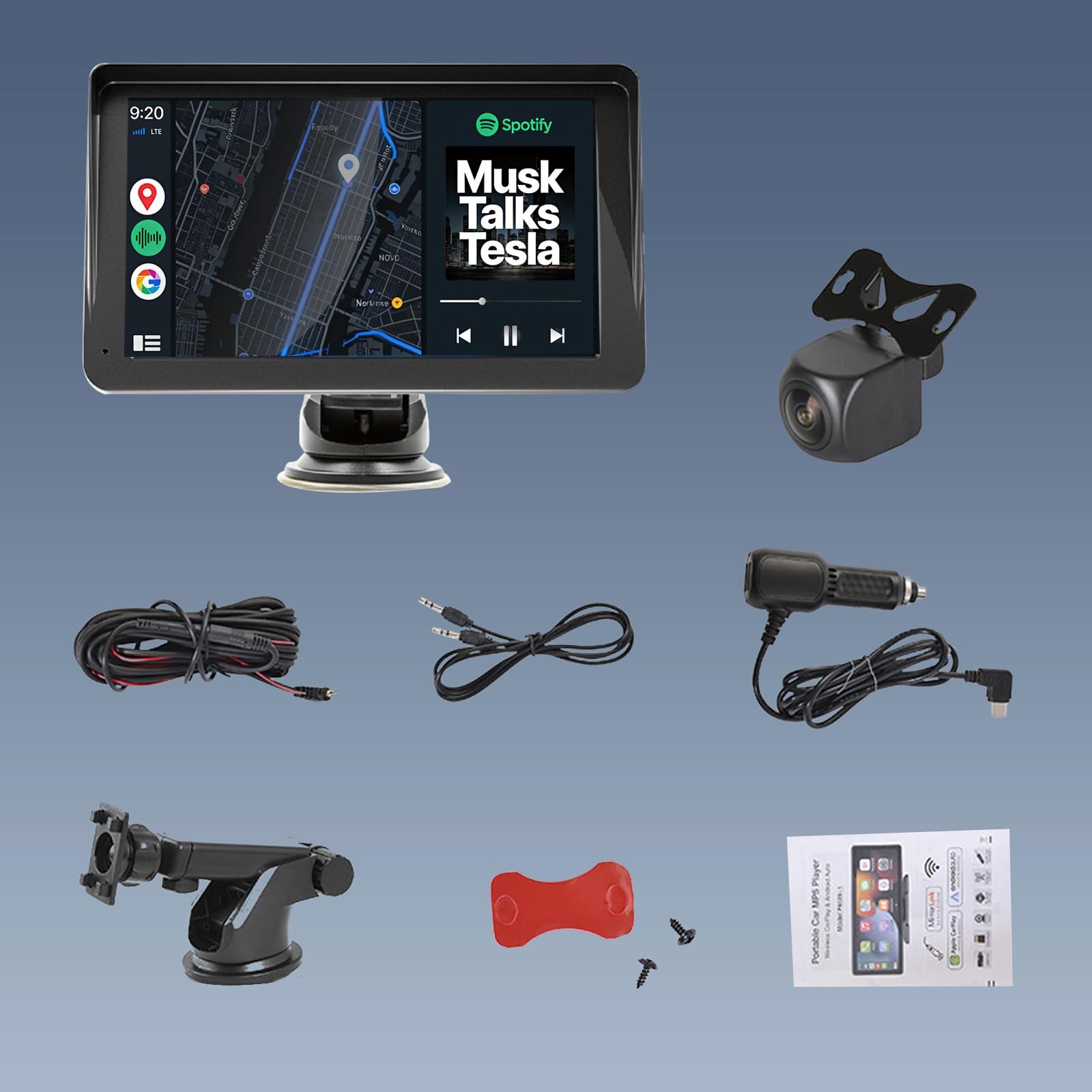 BY-J 7” Wireless Carplay Screen for Car with 1080P Backup 7 in, V7-7in