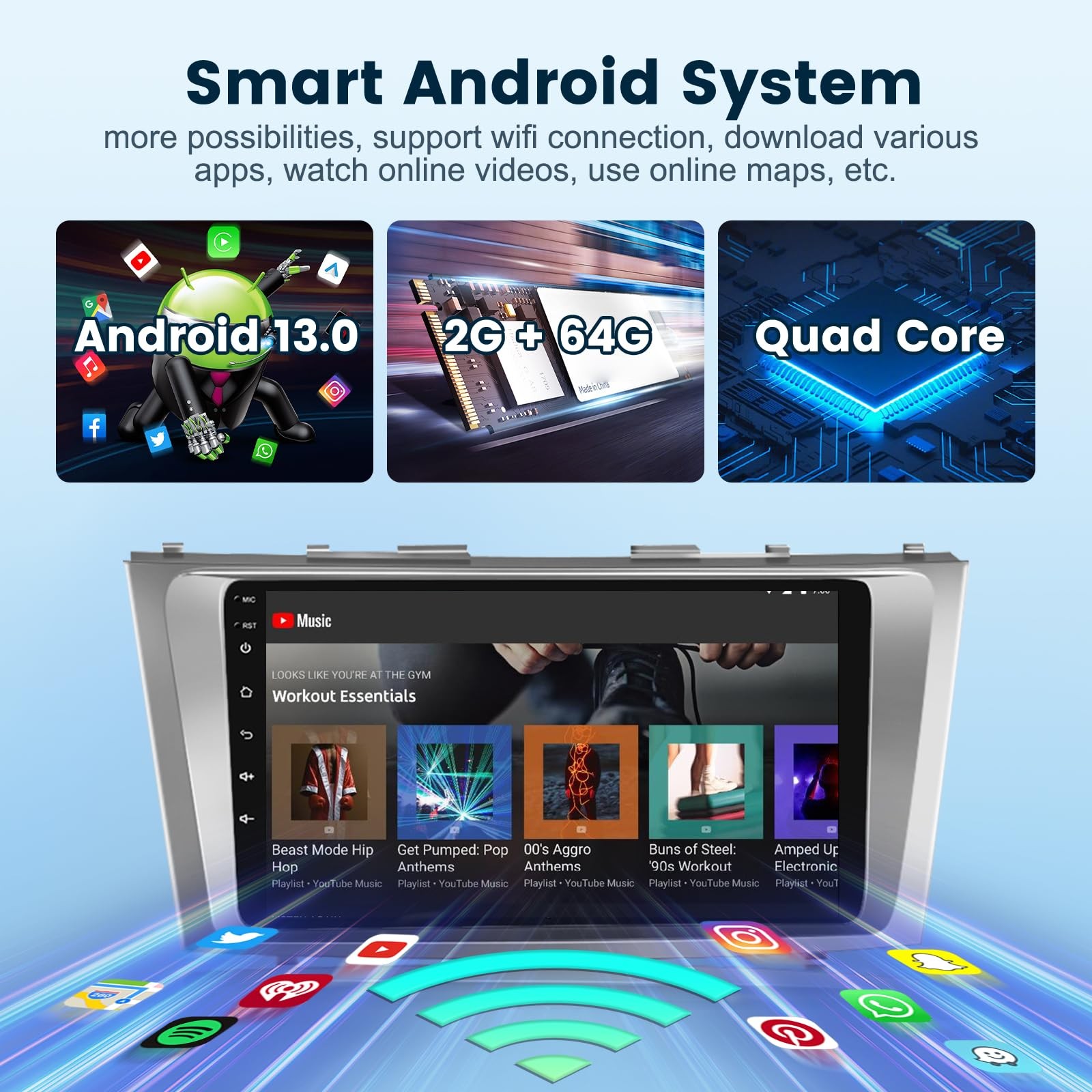 Podofo 2G+64G Car Radio 9 Inch for Toyota Camry 2006-2011 Android 13