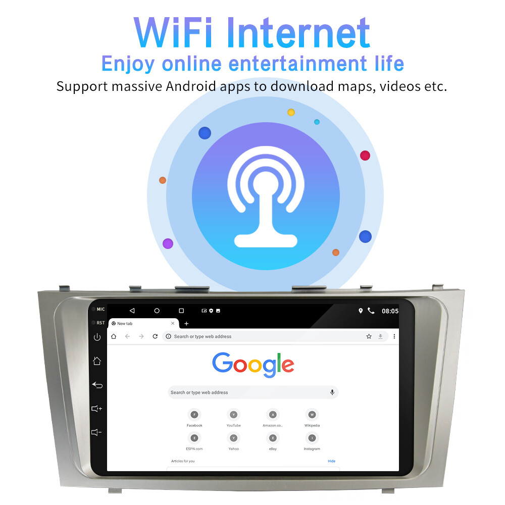Android 15 Apple CarPlay GPS Navi For Toyota Camry 2007-2011 Car Stereo Radio