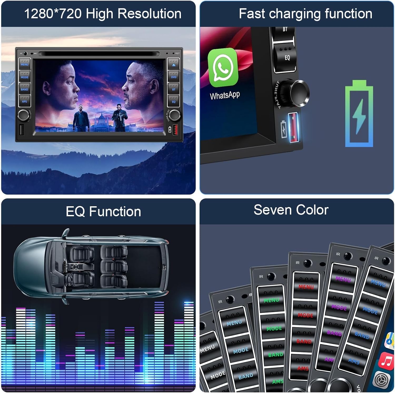 Double Din Car Stereo Radio with CD/DVD Player, Voice Control Carplay and And…
