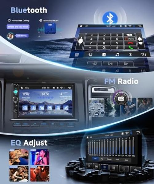 Single Din Car Stereo with Wireless Carplay Android Auto You-Tube, 7″ 7 Inch 2