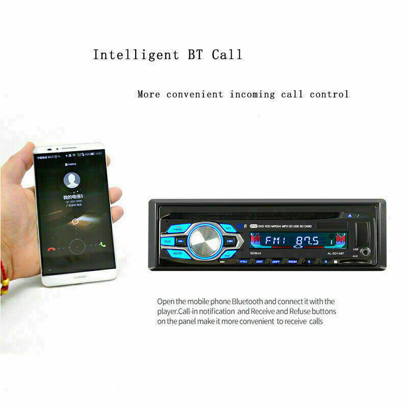 Single 1 Din Car Radio Stereo DVD CD MP3 Player Audio FM Bluetooth In-dash Radio