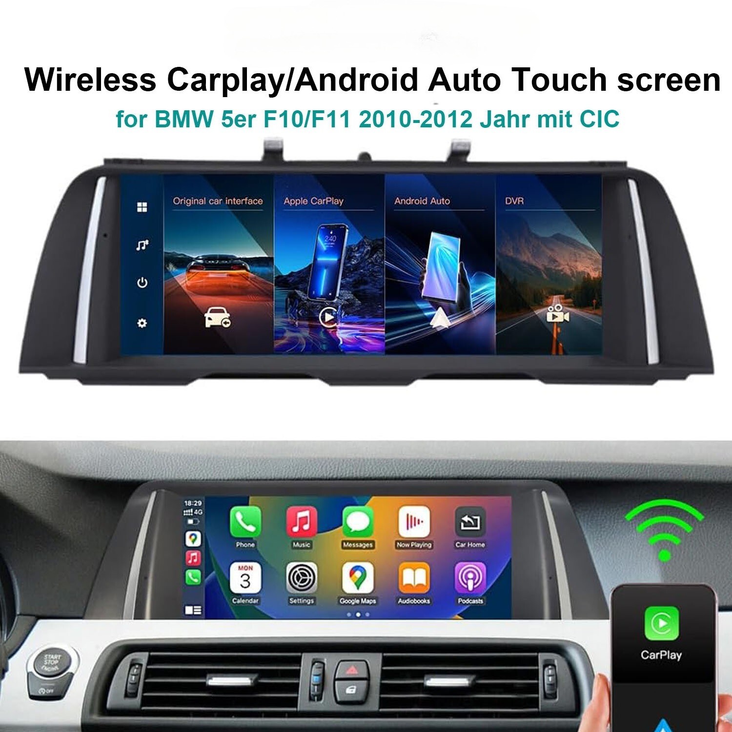 For BMW 5er F10 F11 2009-2012 CIC System 10.25” Car Linux Screen Radio Carplay
