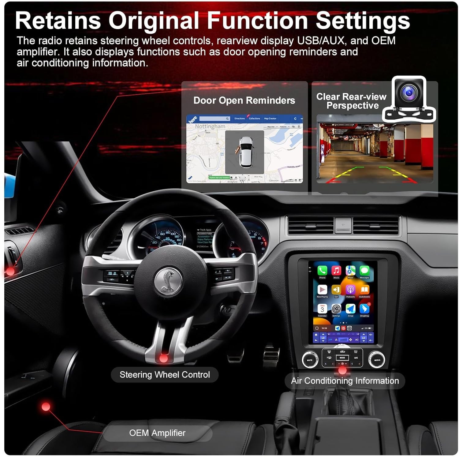 Car Stereo Radio Upgrade for 10-14 Ford Mustang, 9.7″ 4+64GB QLED Touch Screen