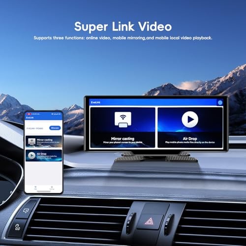 10.26″ Portable CarPlay Screen for Car, Wireless Car Play & Android Auto, black