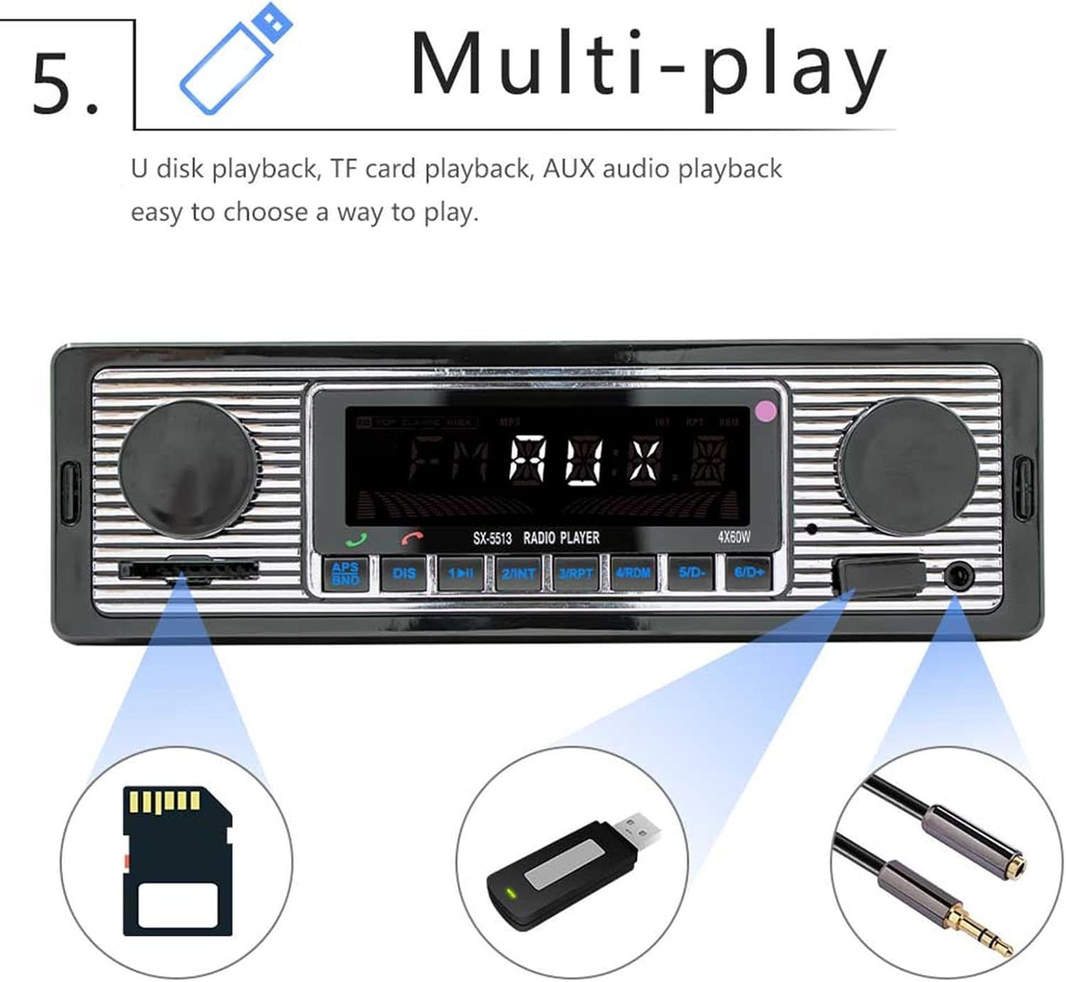Bluetooth MP3 Player for Cars: USB/AUX Inputs & 4 Channel Sound Experience