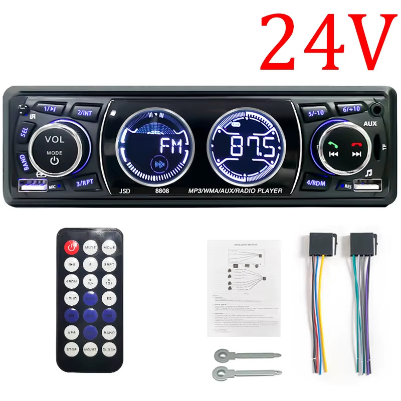SINOVCLE Car Radio 1Din Audio Bluetooth Stereo MP3 Player FM Receiver 60Wx4 Supp