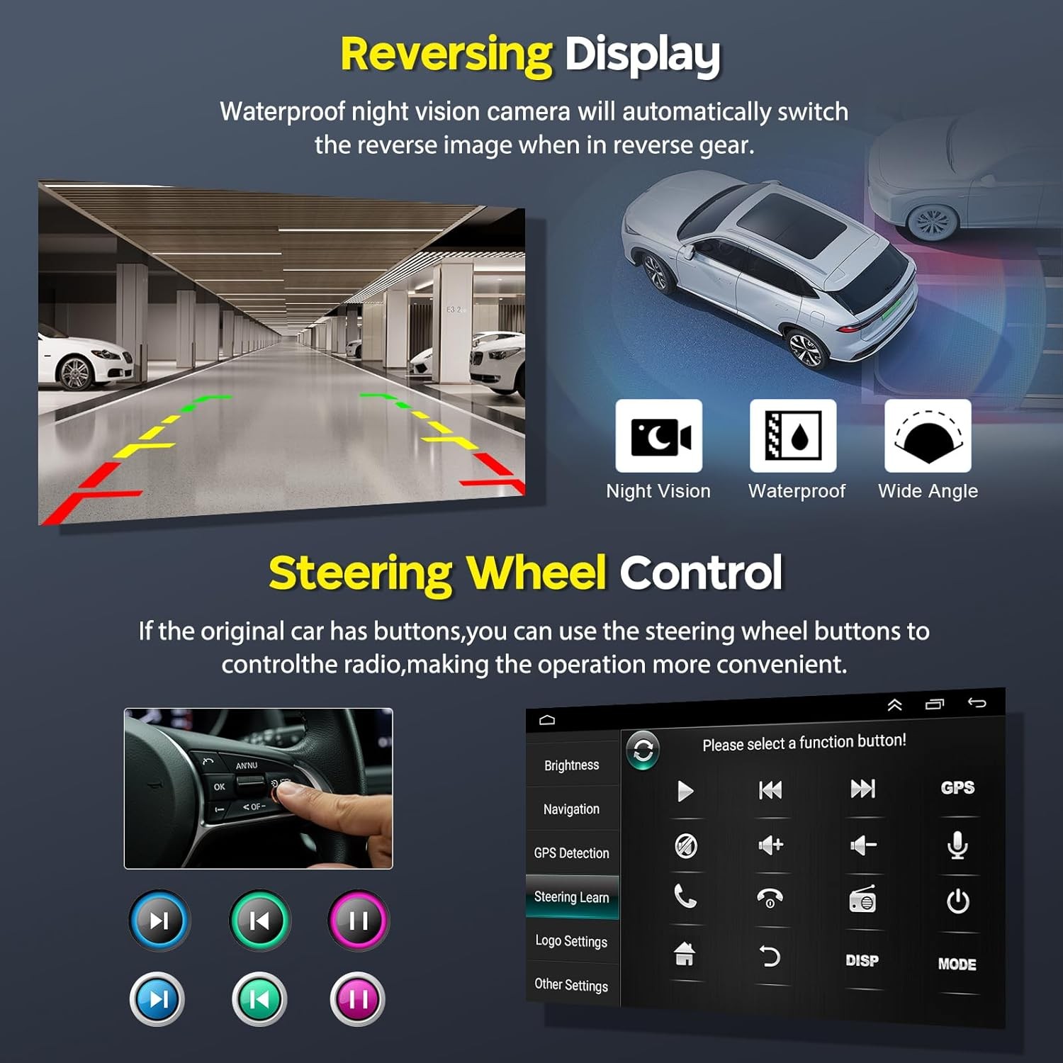 2GB+32GB QLED 10.1″ 2DIN Car Stereo Radio Carplay Android 15 4-core Navi WIFI