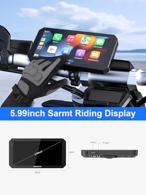 6″ Anti-Glare Sunlight Visible Motorcycle CarPlay Screen, Wireless CarPlay N2