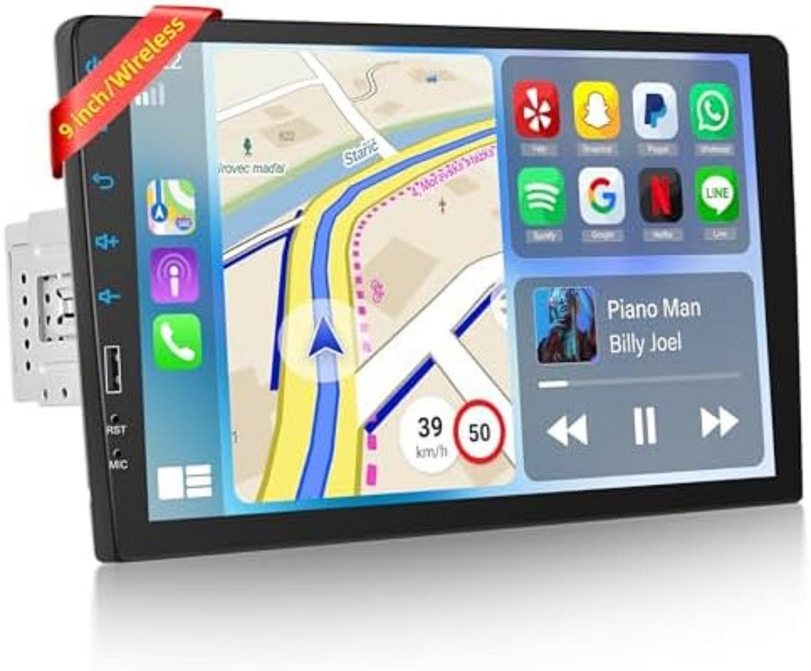9 inch Wireless CarPlay Single Din Car Stereo 1 Din Touch Screen Car Play And…