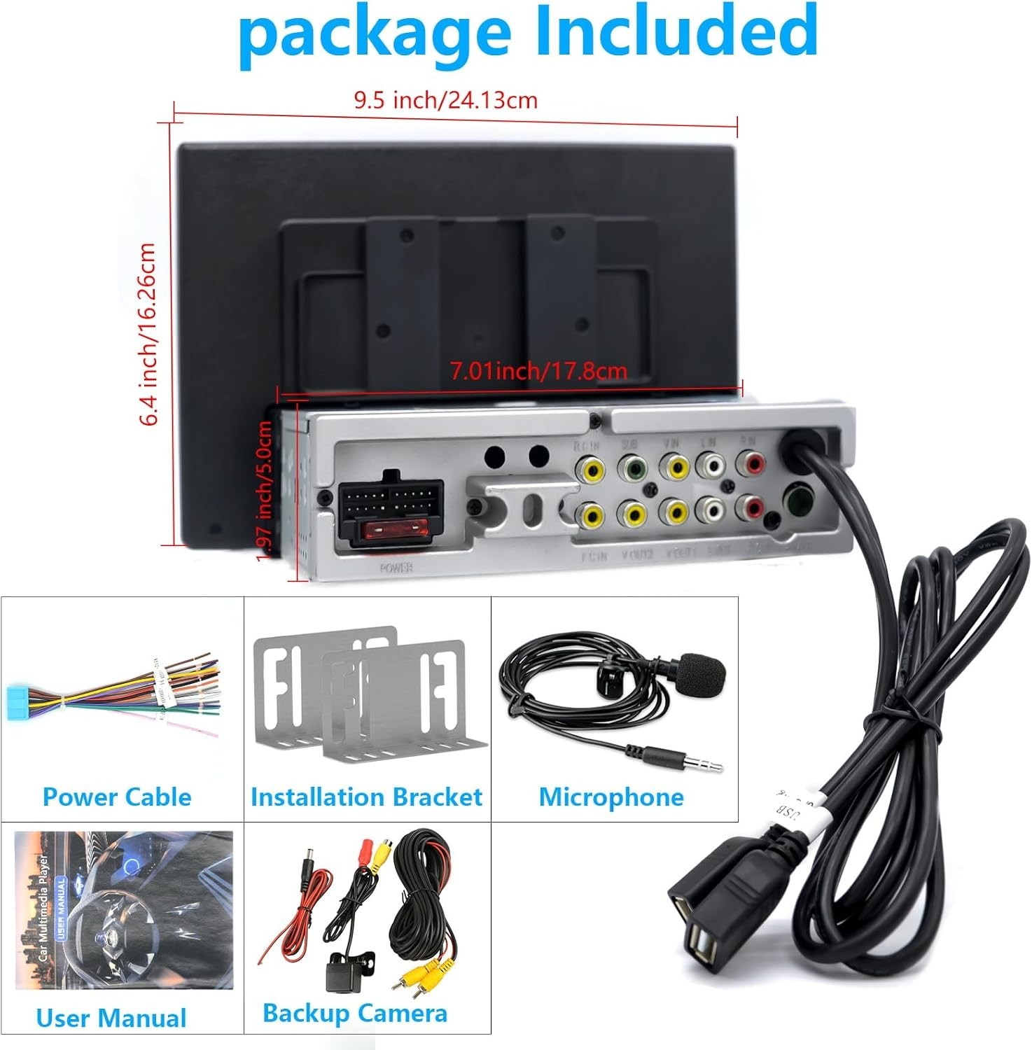 10.1″ Detachable Adjustable Single Din Car Stereo W/L Carplay Android Auto