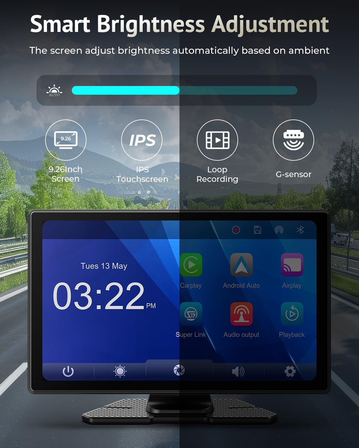 [2025 Upgrade] Apple Carplay Screen for Car&Android Auto Screen with 4K Dash Cam