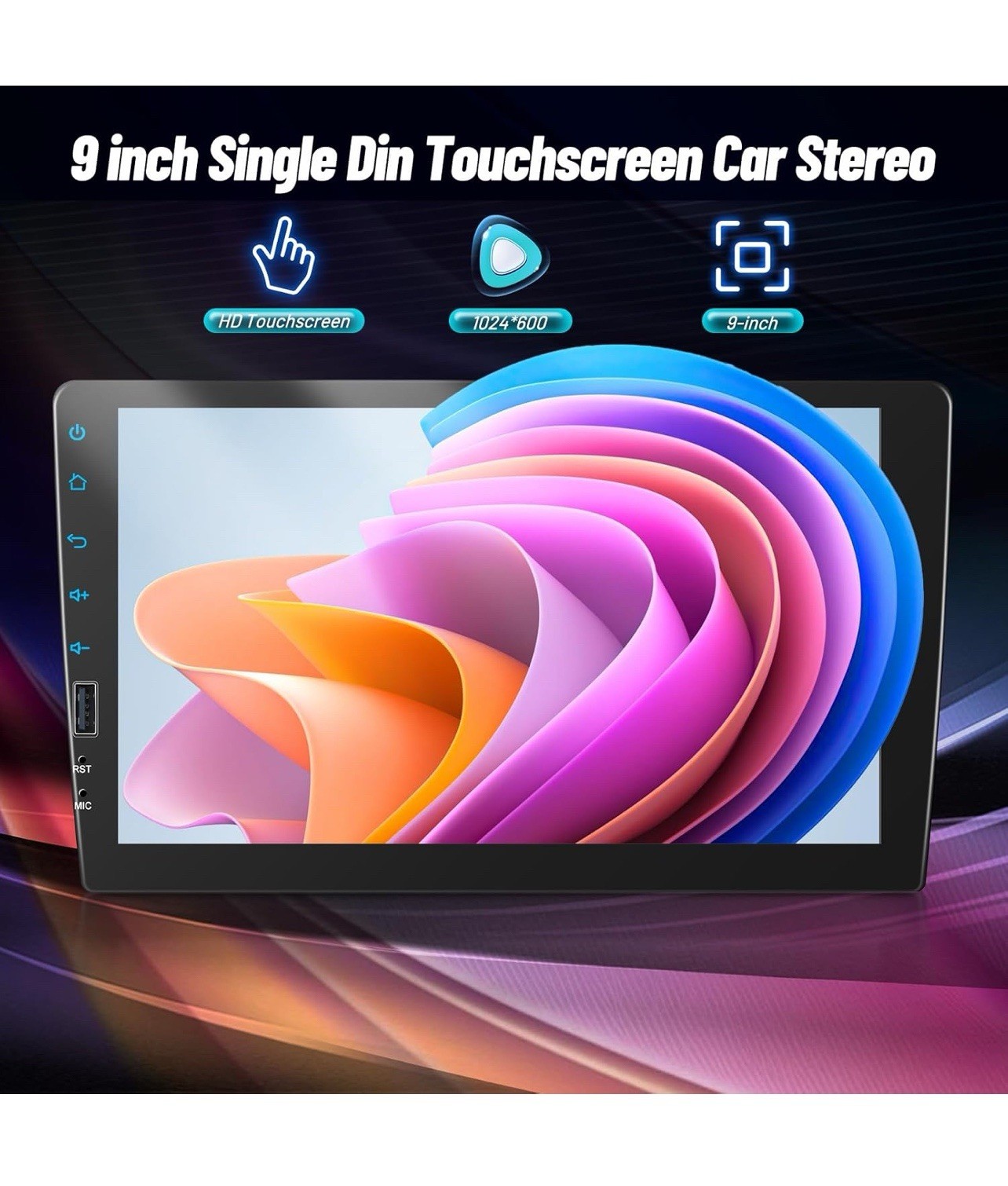 Single 1Din 9″ Apple/Android Carplay Car Radio FM Touch Screen Bluetooth +Camera