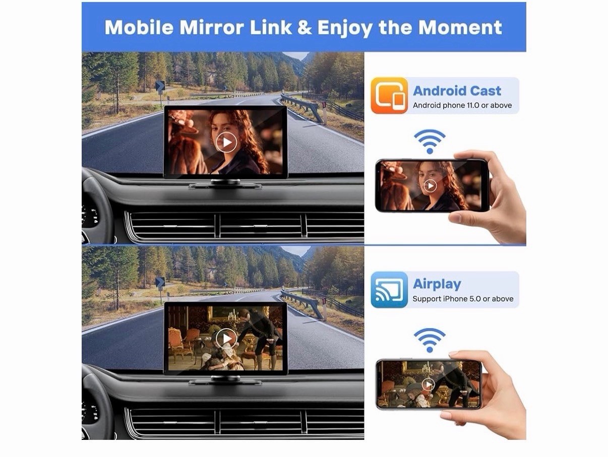 Q9S Wireless 9” Smartscreen Stereo CarPlay Android Auto Bluetooth Car Display