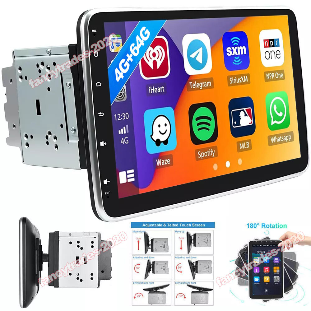 10.1″ Android 15 Rotatable Car Stereo Radio GPS Touch Screen 4+64GB Double 2DIN