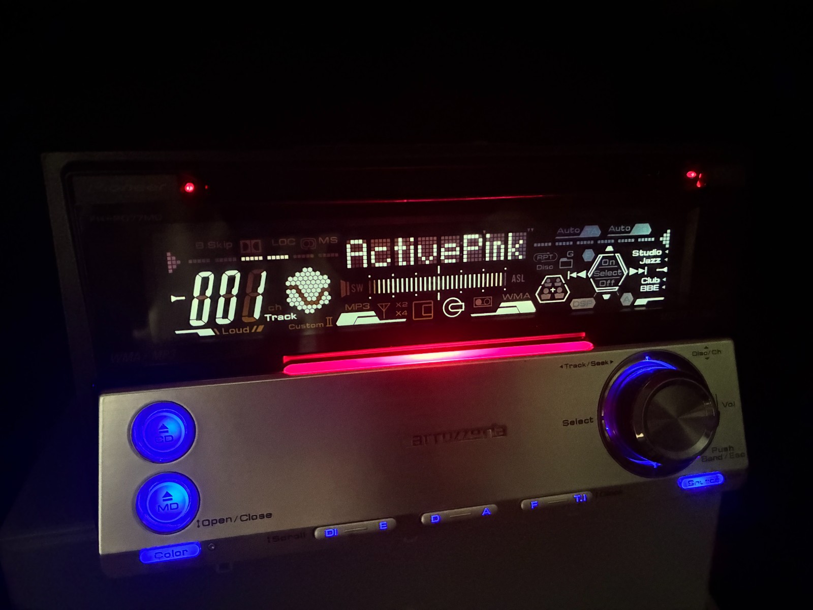 Pioneer Carrozzeria FH-P077MD Car Audio 2DIN CD MD IP-BUS Working Tested JDM